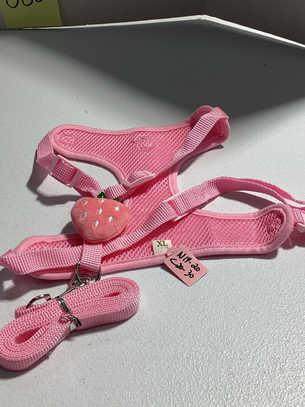 Pink Strawberry Small Pet Harness and Leash Set